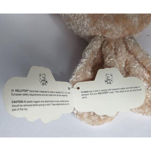 Kellytoy Plush Easter Bunny Rabbit 18"  Beige Stuffed Animal Pink Ribbon Tags - Picture 6 of 7